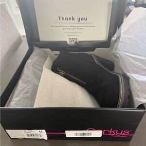 Corkys Black Faux Suede Ankle Boots